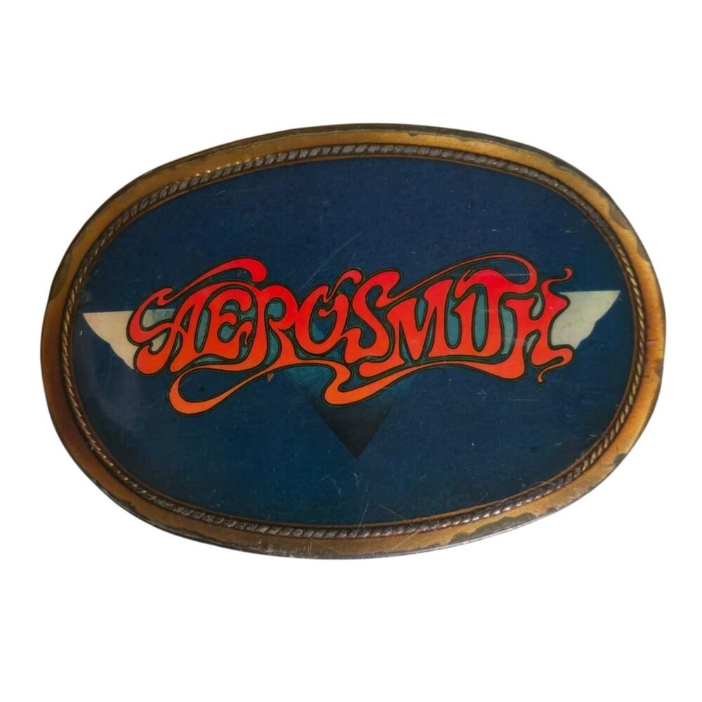 Vintage Aerosmith Belt Buckle Pacifica 1977 Classic Rock Music Band 70s Fashion